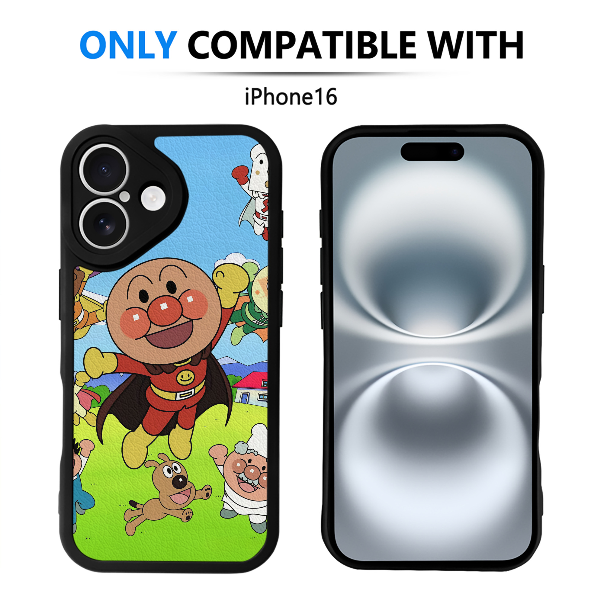 （画像用） アンパンマン Anpanman 【iPhone 16シリーズ対応】シリコンスマホケース（レザー調） 材質：シリコン